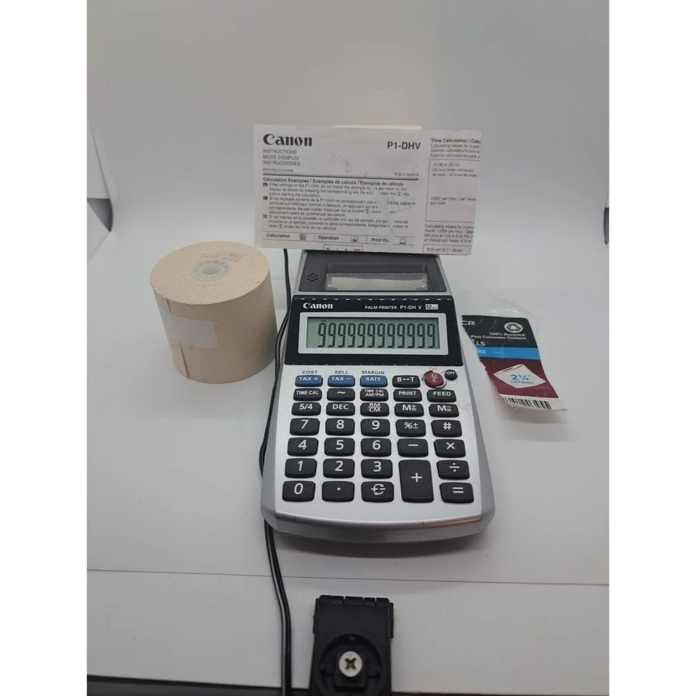 Canon Palm Printer P1-DH V 12 Digits Receipt Printing Calculator With Adapter